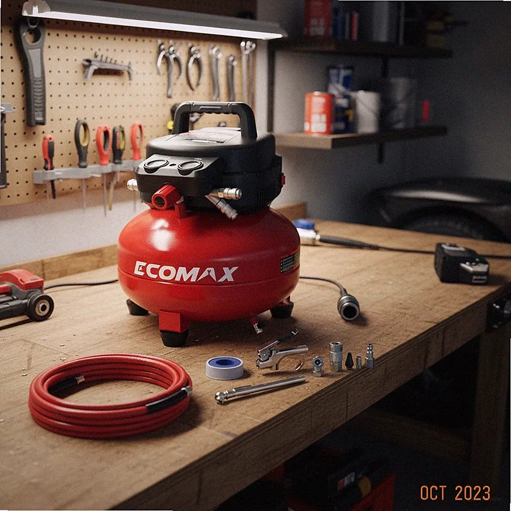 Compact 6 Gallon Air Compressor 150 PSI – Oil-Free with 10 Essential Accessories