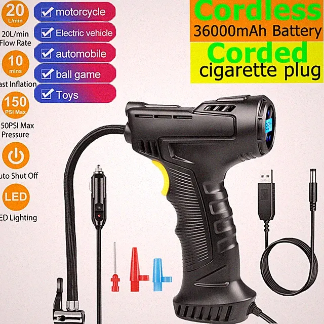 Corded/Cordless Car Tire Pump Inflator Air Compressor LED Digital Electric 12V