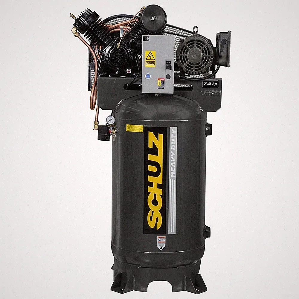 SCHULZ 7.5 HP Stationary Air Compressor – 80 Gallon Vertical 1 Ph